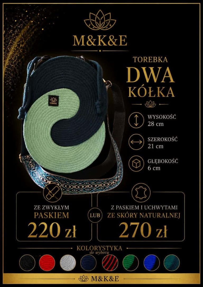 M&K&E dual-color woven basket with light green and dark navy design, 28cm height, 21cm width, 6cm depth. Product catalog image with pricing and color options.